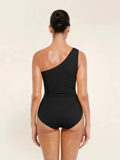 Curvypower | Australia One-Piece Swimsuit One Shoulder Ruched One-Piece Swimsuit with Chest Support