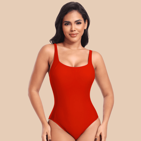 Curvypower | Australia One-Piece Swimsuit Red / S One Piece Lowback Slimming Swimsuit with Built-In Chest Pad