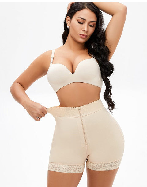 Curvypower | Australia shaper shorts Beige / S Front Zippered Lace Shaper Shorts for Tummy Control and Hip Lifting