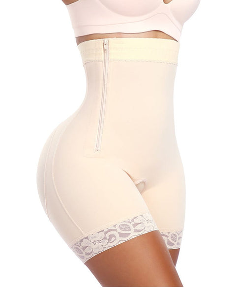Curvypower | Australia shaper shorts Beige / S Open Gusset Shapewear Shorts with Lace Stiches and Side Zipper Closure