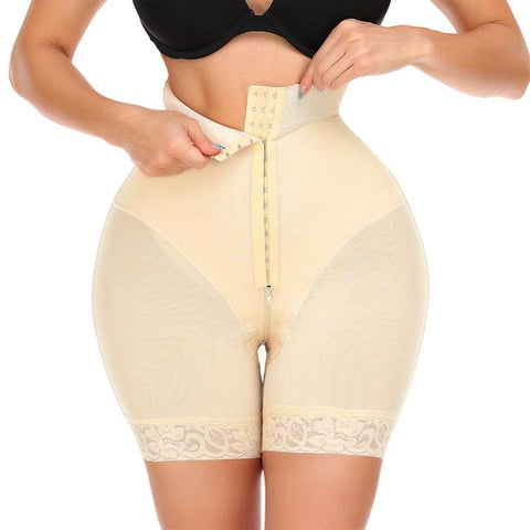 Curvypower | Australia shaper shorts Beige / S Tummy Control Lace Open Gusset Shaping Shorts with Multi Row Hook and Eye Closure