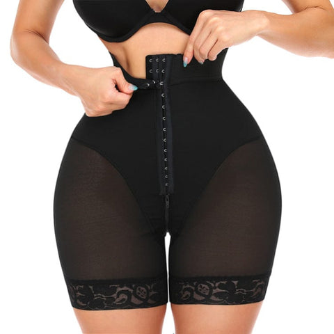 Curvypower | Australia shaper shorts Black / S Tummy Control Lace Open Gusset Shaping Shorts with Multi Row Hook and Eye Closure
