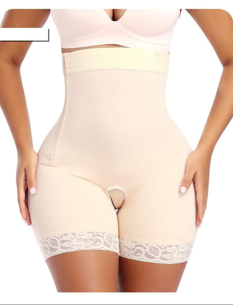 Curvypower | Australia shaper shorts Open Gusset Shapewear Shorts with Lace Stiches and Side Zipper Closure