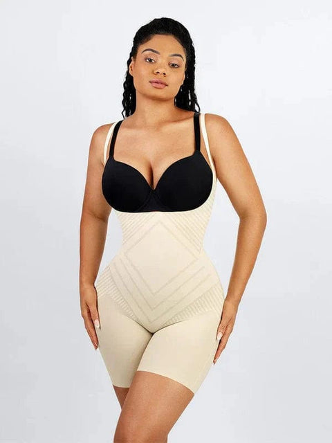 CurvyPower | Australia shapewear bodysuit Beige / S Open Bust Plus Size Tummy Control Shapewear Bodysuit