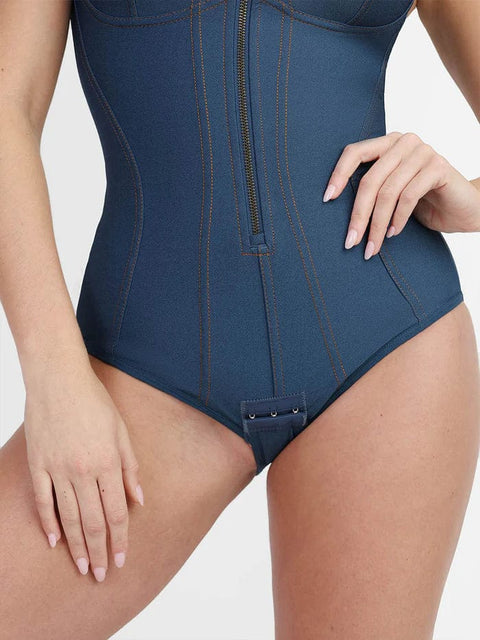CurvyPower | Australia shapewear bodysuit High Support Tummy Control Denim Shapewear Bodysuit