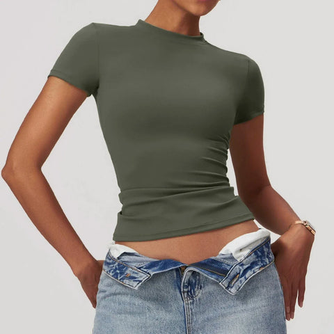 Curvypower | Australia Shirts & Tops Forest Green / S Activewear Quick Dry Gym Shaping Shirt Tops for Women
