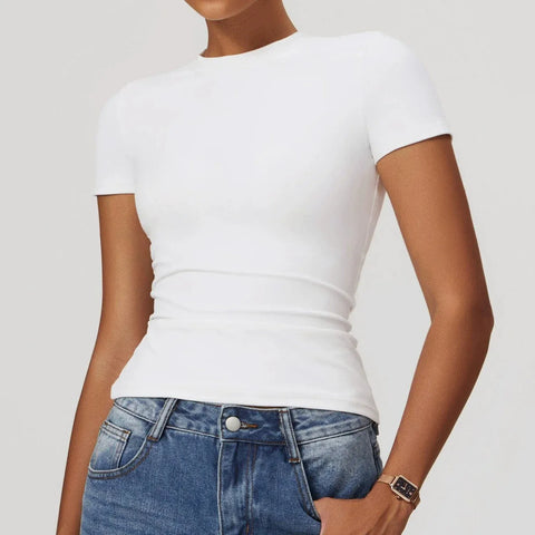 Curvypower | Australia Shirts & Tops Swan White / S Activewear Quick Dry Gym Shaping Shirt Tops for Women