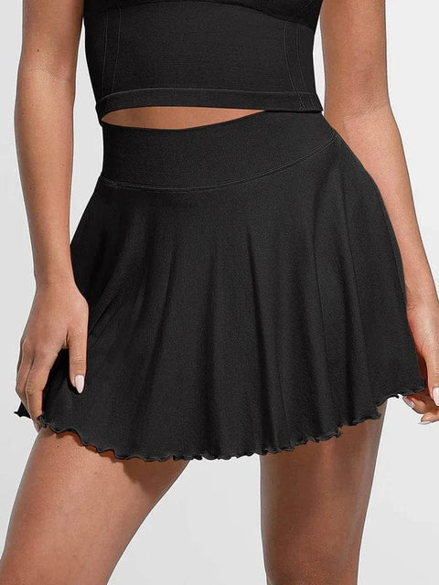 Curvypower | Australia Skirt Black / S Women's Sport Tennis Skirt with Built-In Shorts and Pockets