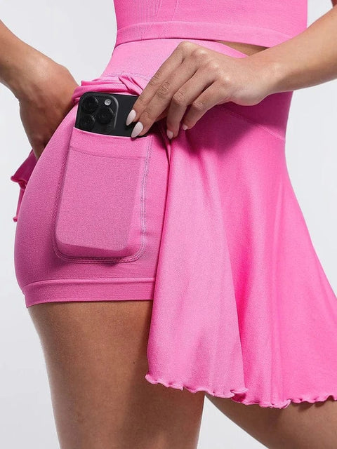 Curvypower | Australia Skirt Women's Sport Tennis Skirt with Built-In Shorts and Pockets