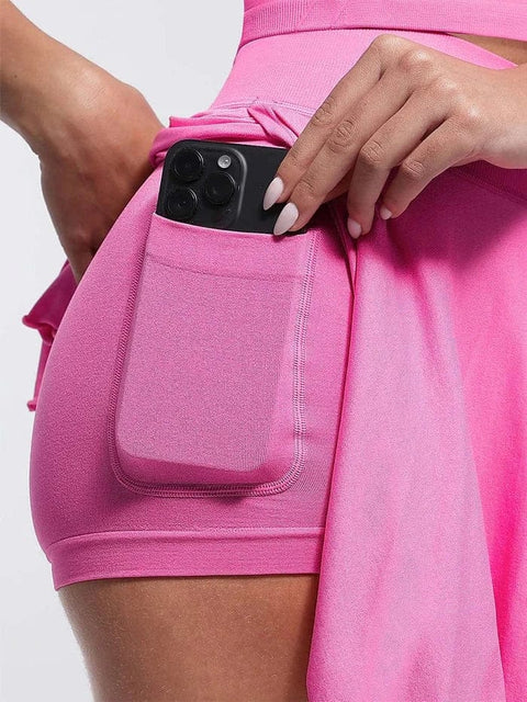 Curvypower | Australia Skirt Women's Sport Tennis Skirt with Built-In Shorts and Pockets