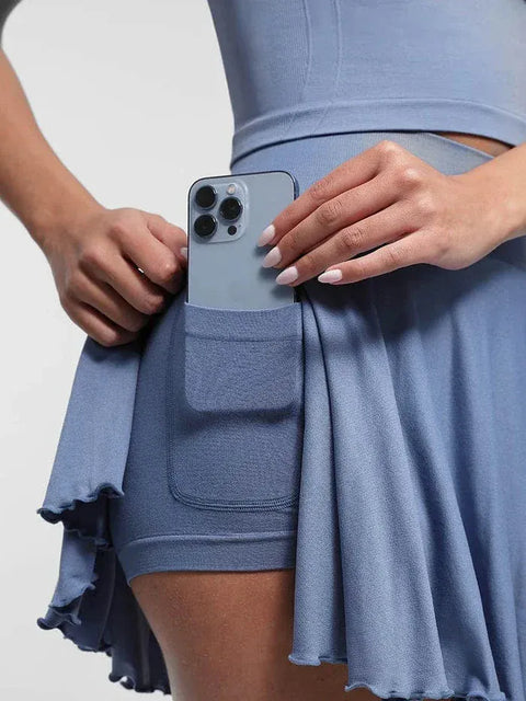 Curvypower | Australia Skirt Women's Sport Tennis Skirt with Built-In Shorts and Pockets