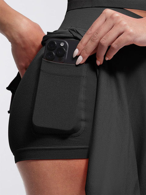 Curvypower | Australia Skirt Women's Sport Tennis Skirt with Built-In Shorts and Pockets