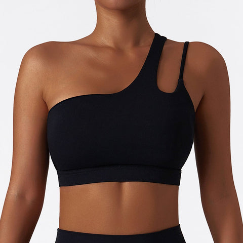 Curvypower | Australia Sports Bra Advanced Black / S Women’s One-Shoulder Sports Bra Asymmetrical Workout Bra with Removable Pads & High Support