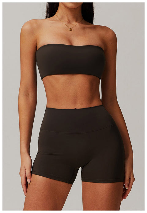 Curvypower | Australia Sports Bra Black Coffee / S Women Strapless Tube Top Fitness Yoga Bandeau Bra