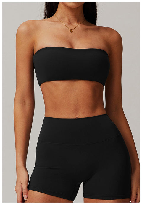 Curvypower | Australia Sports Bra Black / S Women Strapless Tube Top Fitness Yoga Bandeau Bra
