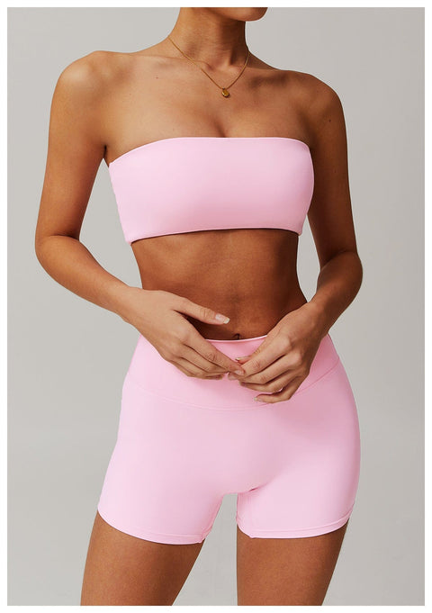 Curvypower | Australia Sports Bra Cherry Blossom Pink / S Women Strapless Tube Top Fitness Yoga Bandeau Bra