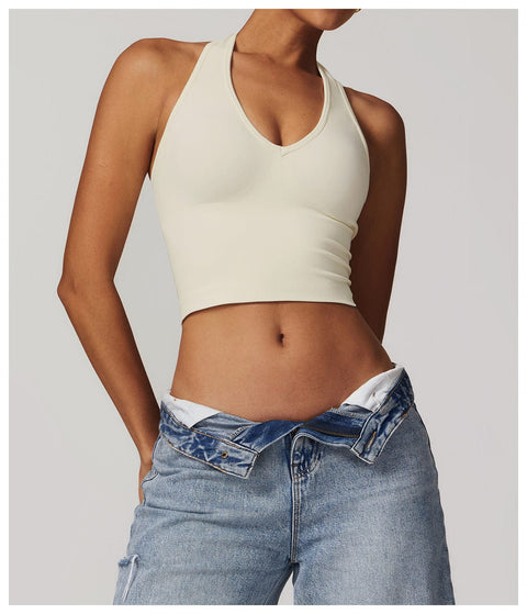 Curvypower | Australia Tank Top Beige / S Seamless Halter Neck Sport Shaping Tank Top