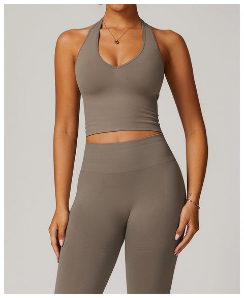 Curvypower | Australia Tank Top Brown / S Seamless Halter Neck Sport Shaping Tank Top