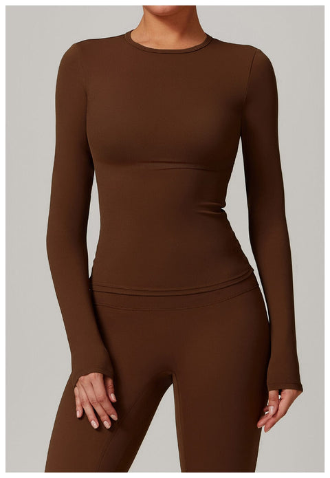 Curvypower | Australia Tank Top Chocolate Brown / S Women's Long-Sleeve Round Neck Yoga and Fitness Shaping Top