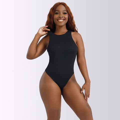 Curvypower | Australia thong bodysuit Black / S Women's Round Neck Tank Sleeveless thong Shapewear Bodysuit