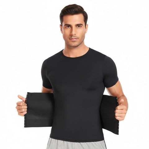 Curvypower | Australia Waist Trainer Black / S Men's Shaping T-Shirt with Built-In Waist Trainer Corset