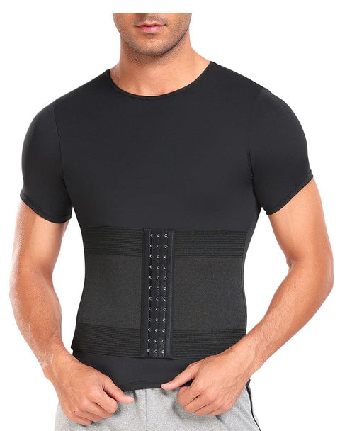 Curvypower | Australia Waist Trainer Men's Shaping T-Shirt with Built-In Waist Trainer Corset