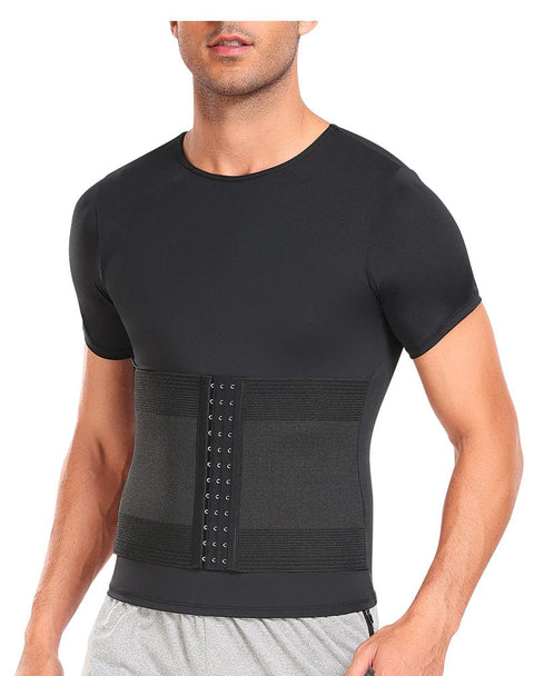 Curvypower | Australia Waist Trainer Men's Shaping T-Shirt with Built-In Waist Trainer Corset