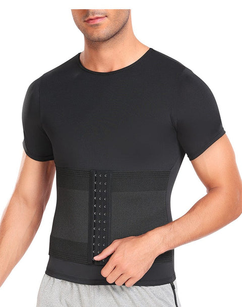 Curvypower | Australia Waist Trainer Men's Shaping T-Shirt with Built-In Waist Trainer Corset
