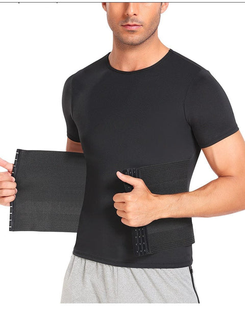Curvypower | Australia Waist Trainer Men's Shaping T-Shirt with Built-In Waist Trainer Corset