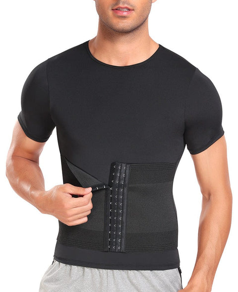 Curvypower | Australia Waist Trainer Men's Shaping T-Shirt with Built-In Waist Trainer Corset