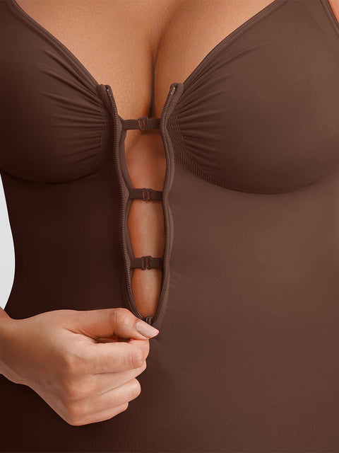 Curvypower | Australia Women's Apparel > Shapewear > Bodysuits Invisible Zip Seamless Shapewear Bodysuit with Tummy Control