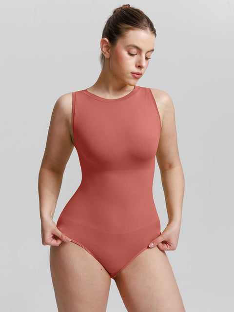 Curvypower | Australia Women's Apparel > Shapewear > Bodysuits Seamless Shapewear Bodysuit with Tummy Control & Crew Neck