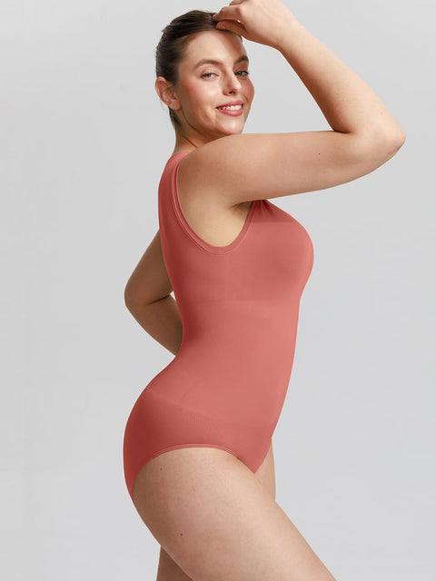 Curvypower | Australia Women's Apparel > Shapewear > Bodysuits Seamless Shapewear Bodysuit with Tummy Control & Crew Neck