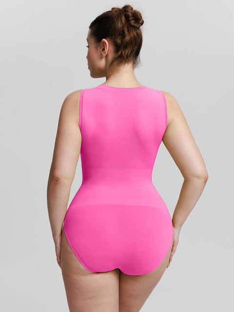 Curvypower | Australia Women's Apparel > Shapewear > Bodysuits Seamless Shapewear Bodysuit with Tummy Control & Crew Neck