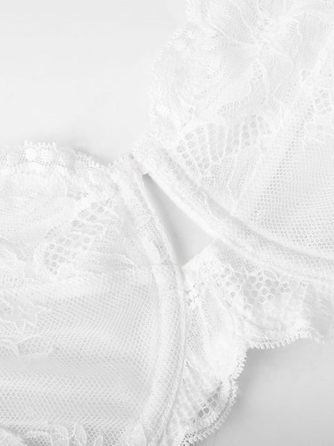 Curvypower | Australia Women's Lingerie > Bras > Sheer Floral Lace Bra Sheer Floral Lace Bra with Underwire and Mesh Lining