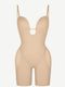 CurvyPower shapewear bodysuit Nude / XS Plunge Low-Back Mid-Thigh Shapewear Bodysuit With Built-in Removable Hip Pads