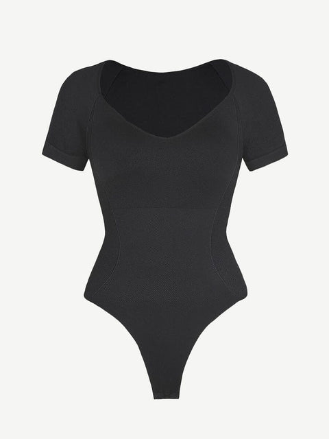 CurvyPower | UK thong bodysuit Short Sleeve Plus Size Belly Control Thong Shapewear Bodysuit