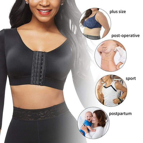 curvypower-au arm shaper Arm Compression Shaper Sports Bra Shapewear with Front Hooks