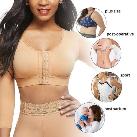 curvypower-au arm shaper Arm Compression Shaper Sports Bra Shapewear with Front Hooks