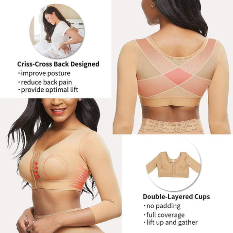 curvypower-au arm shaper Arm Compression Shaper Sports Bra Shapewear with Front Hooks