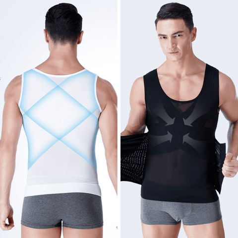 curvypower-au corset vest Men Slimming Compression Body Shaper Corset Vest With Side Hooks Waist Trainer