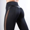 curvypower-au Legging Butt Lifting High waist Fitness Gym Leggings With Mesh And PU Leather Patchwork