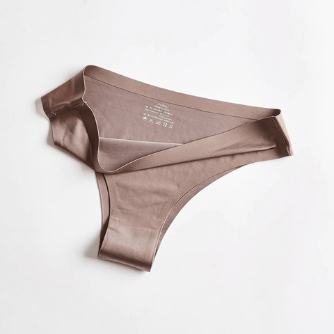 curvypower-au Panty Coffee / M Seamless Silky Underwear Thong Panty