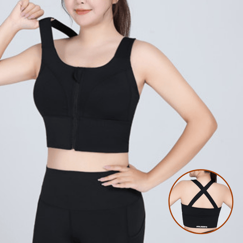 curvypower-au S / Black High Intensity Sports Bra Front Shockproof with Zippers