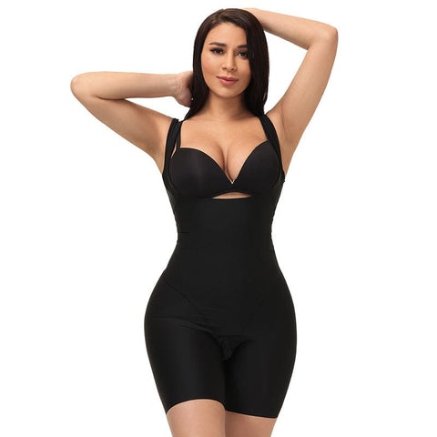 curvypower-au Shapewear Black / S Women Shaping Bodysuit Open Bust Cross Waist Shaper Shorts