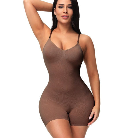 curvypower-au Shapewear Brown / S Seamless Women Full Body Shapewear Bodysuit Short