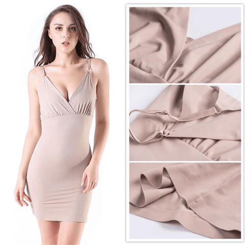 curvypower-au Shapewear Seamless Full Slip Body Under Dress Shaper With Straps