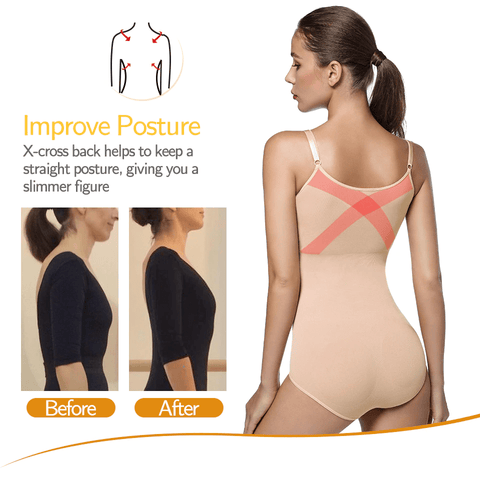 curvypower-au Shapewear Women Full Body V Neck Tummy Control Shaper Bodysuit