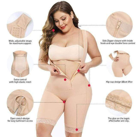 curvypower-au Shapewear Women Open Bust Bodysuit Shaper With Adjustable Hooks