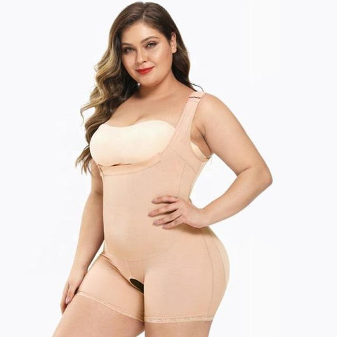 curvypower-au Shapewear Women Open Bust Bodysuit Shaper With Adjustable Hooks